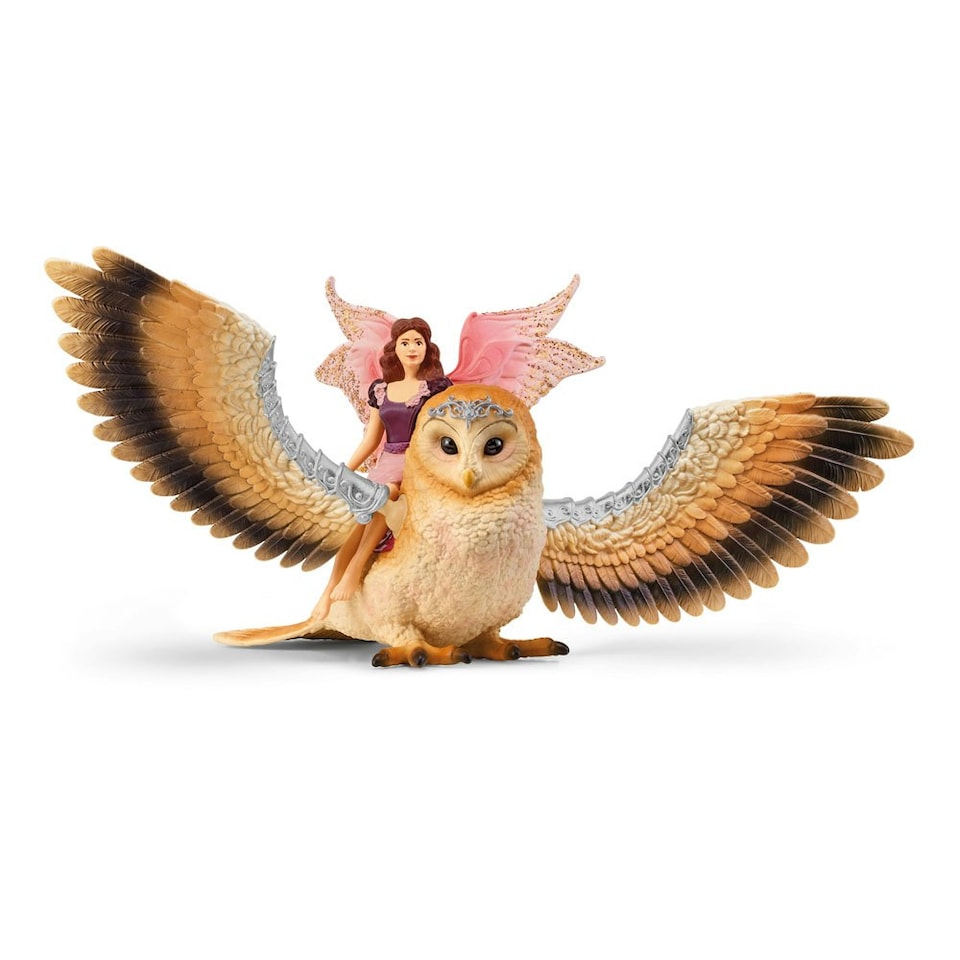 image 1 of SCHLEICH Bayala Fairy in Flight on Glam-Owl Toy Figure