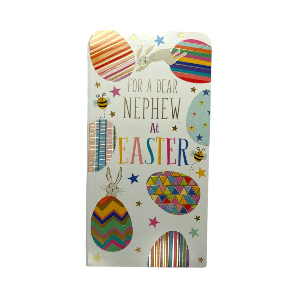 image 1 of For A Dear Nephew Bunnies And Eggs Design Easter Money Wallet Card