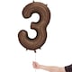 image 2 of Mocha Brown Number 3 Helium Foil Giant Balloon 86cm / 34 in | Brown