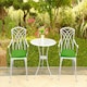 image 7 of Centurion Supports OSHOWA Luxurious Garden and Patio Table and 2 Large Chairs with Armrests Cast Aluminium Bistro Set - White with Green Cushions