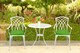 image 7 of Centurion Supports OSHOWA Luxurious Garden and Patio Table and 2 Large Chairs with Armrests Cast Aluminium Bistro Set - White with Green Cushions