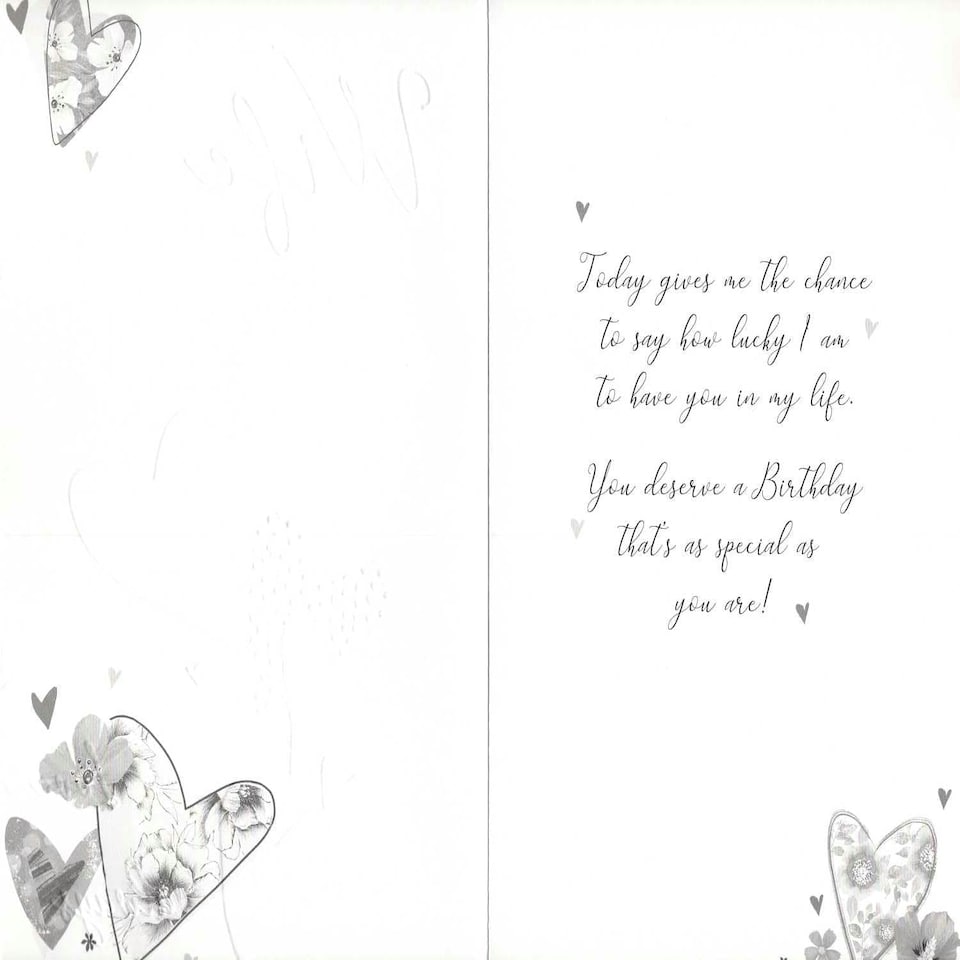 image 1 of Embellished Love Hearts Wife Birthday Card