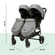 image 3 of Venus Max Double Stroller - Birth to 15kgs (Approx. 3 Years), Compact, Lightweight, Foldable Twin Pushchair,  2 Quilted Footwarmers & Rain Cover (Space Grey)