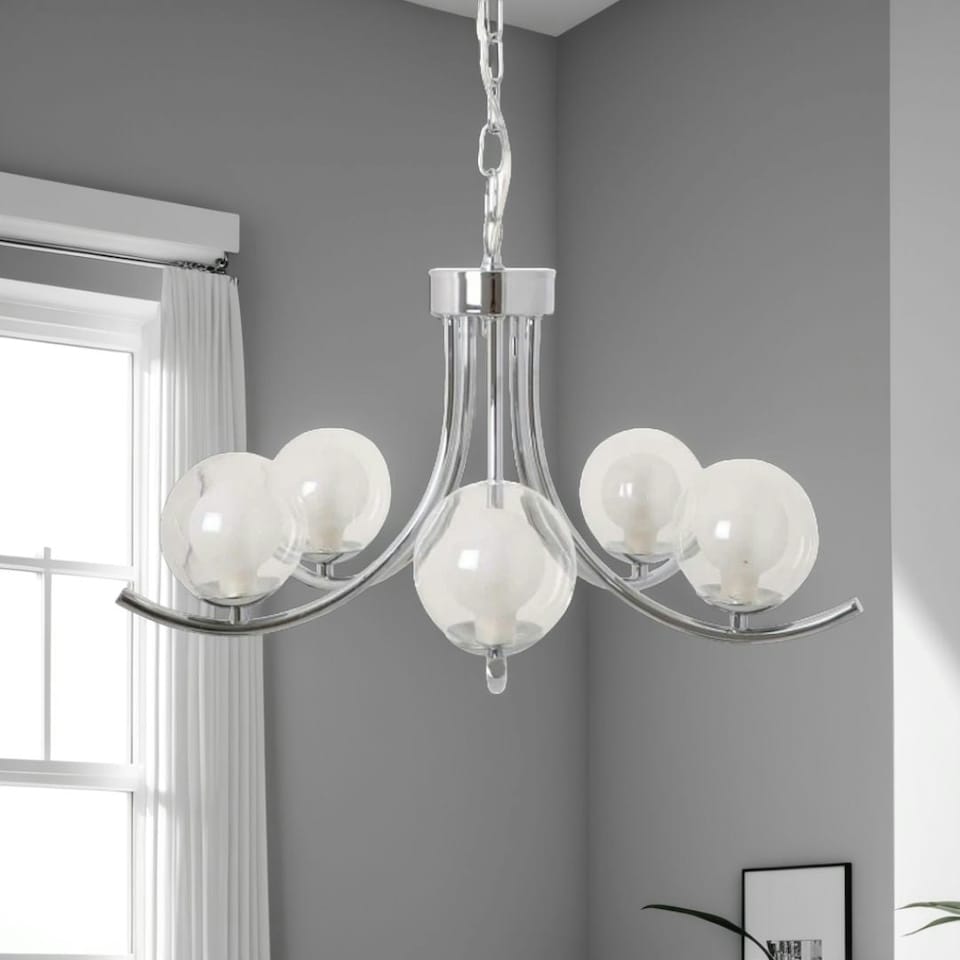 image 1 of Jimena 5 Light Polished Chrome Pendant Ceiling Light