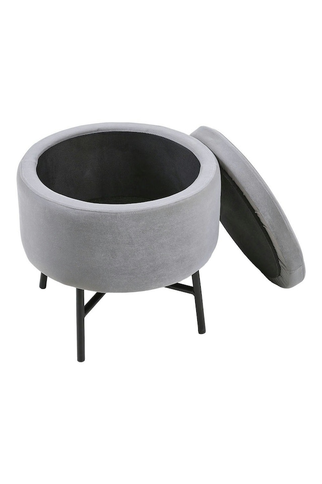 image 1 of Living and Home Contemporary Velvet Ottoman Metal Legs