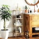image 10 of 4-Tier Bathroom Storage Shelving Unit, Freestanding Bamboo Shelves, Natural Cream