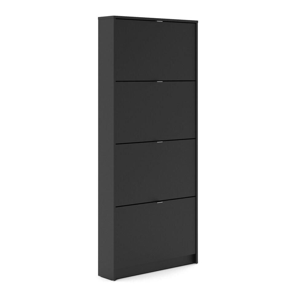 image 1 of Shoes Shoe Cabinet 4 Flip Down Doors and 1 layer in Matt Black