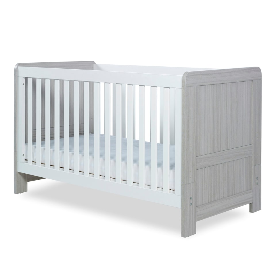 image 1 of Pembrey Cot Bed - Convertible Baby Bed, Adjustable Mattress Base, Suitable from Birth to 4 Years (Ash Grey & White)