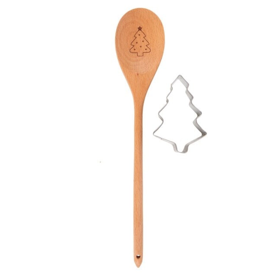 image 1 of Something Different Christmas Tree Wooden Spoon Set - Brown/Silver - One Size