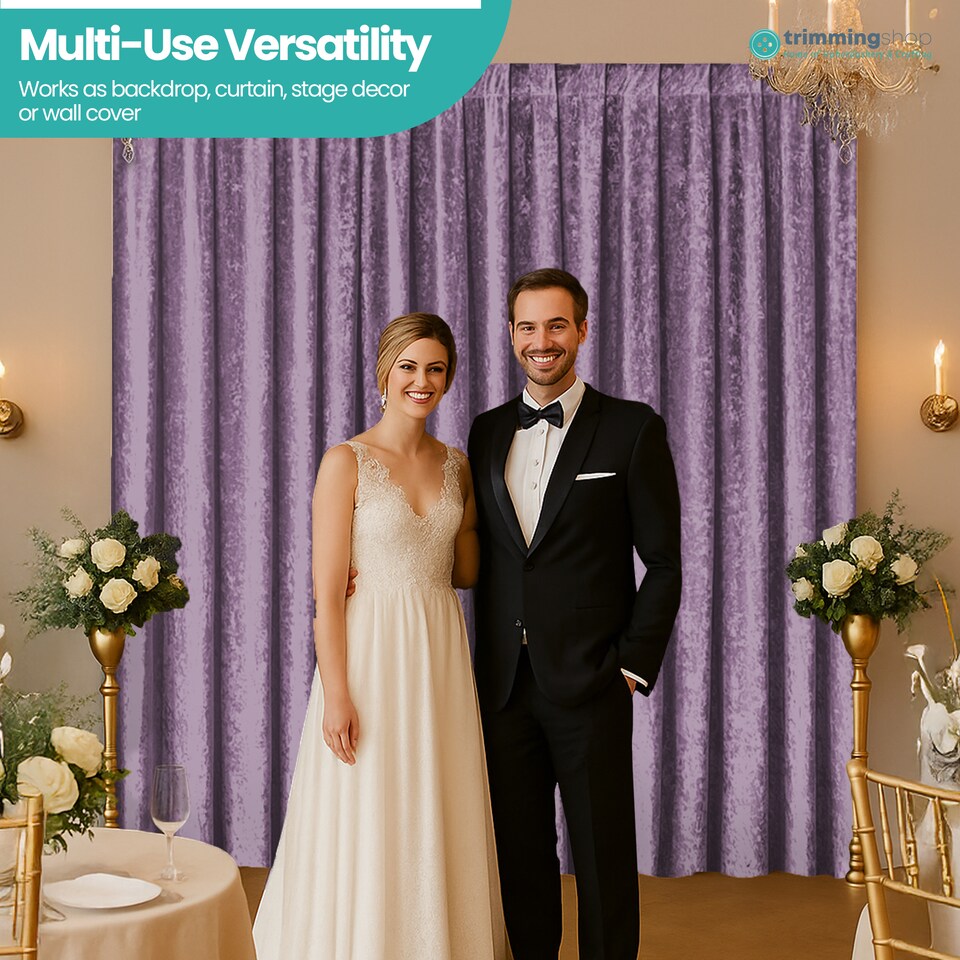 image 1 of 3x3m Crushed Velvet Backdrop, 8cm Rod Pocket Photography Background