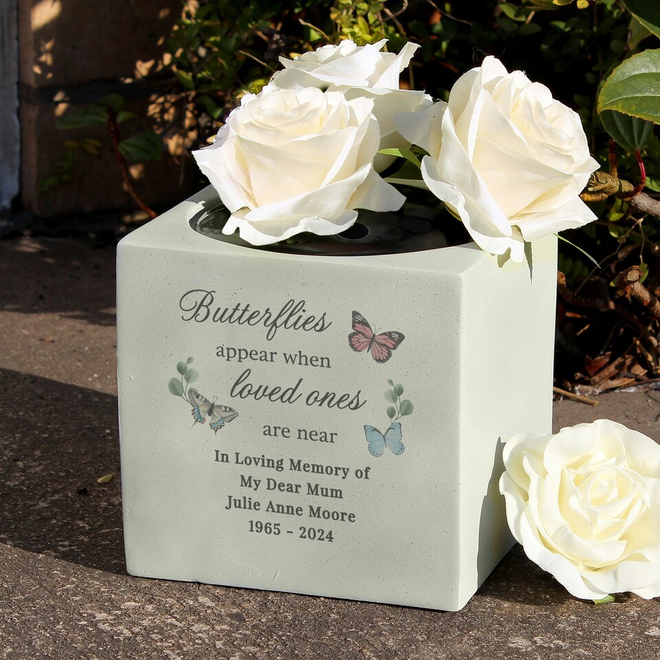 image 1 of Personalised Butterflies Appear Memorial Vase