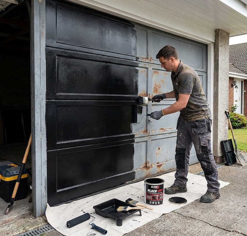image 1 of S-FIXX BLACKOUT 3 in 1 RUST CONVERTER, PRIMER & PAINT 1LTR