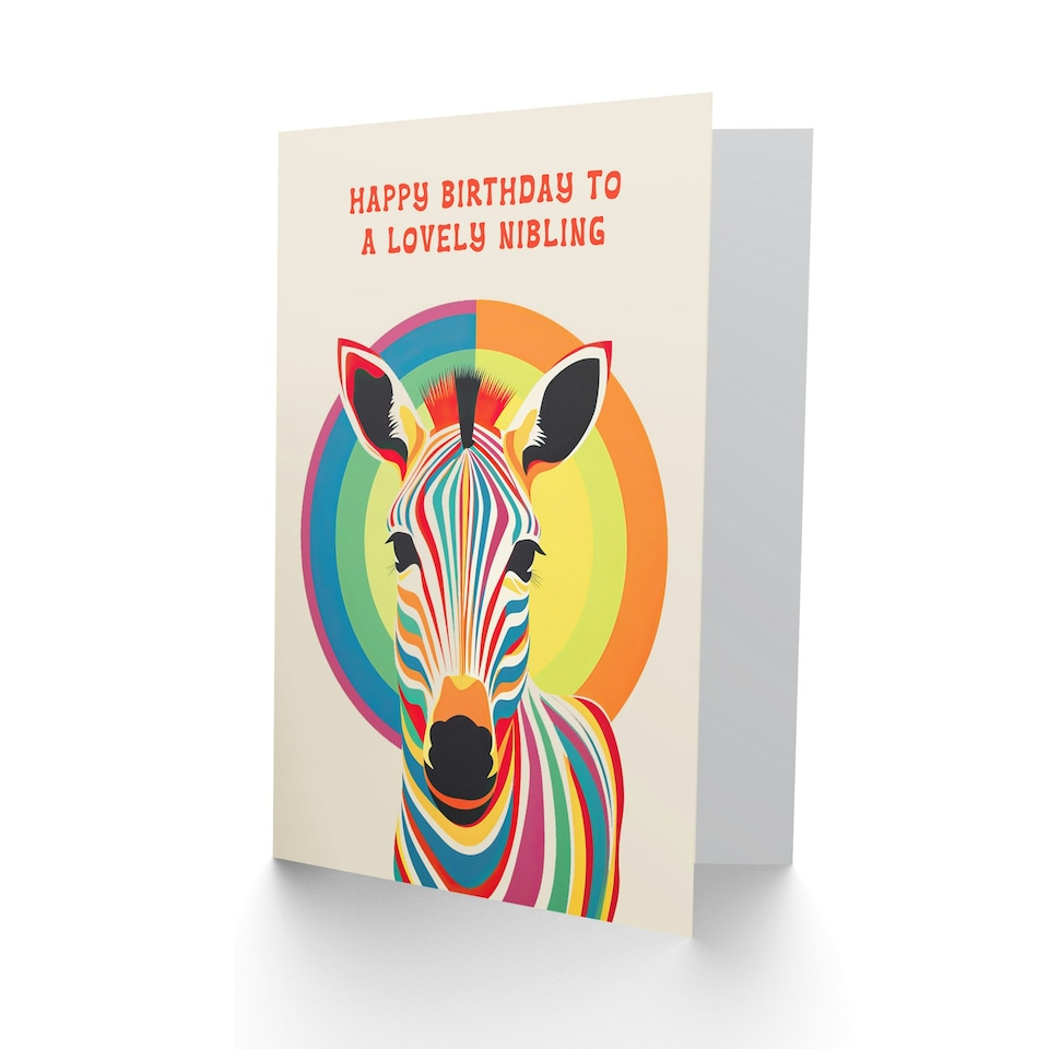 image 1 of Lovely Nibling Rainbow Stripes Colourful Non Binary Birthday Card