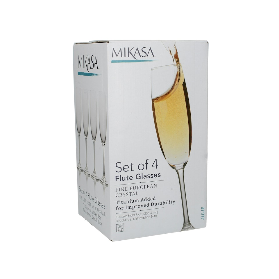 image 1 of Mikasa Champagne Flute Set Clear Crystal 250ml Set of 4