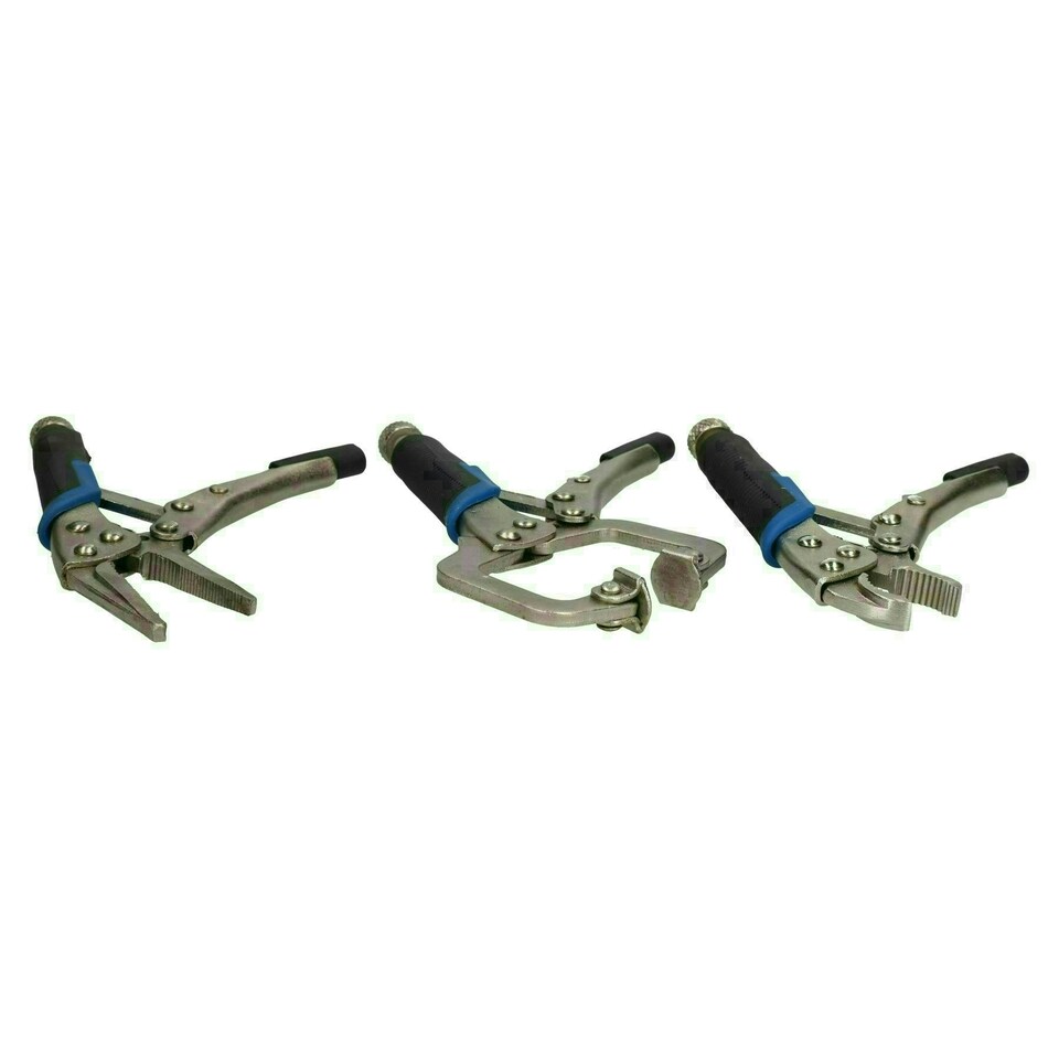 image 1 of Mini Locking Pliers Clamp Mole Vice Grip Plier For Hobby Craft Welding 3pc Set