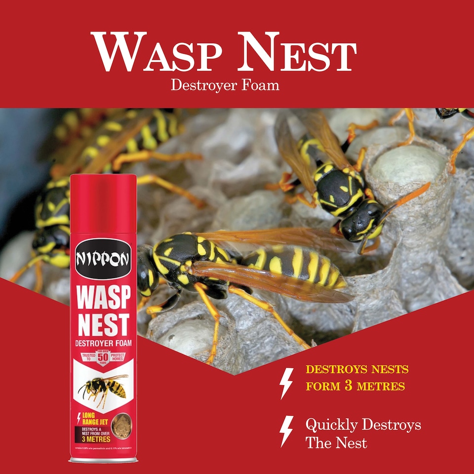 image 1 of Nippon Ant Killer Powder 500g and Wasp Nest Destroyer Foam 300ml Fast Acting Indoor and Outdoor Insect Control
