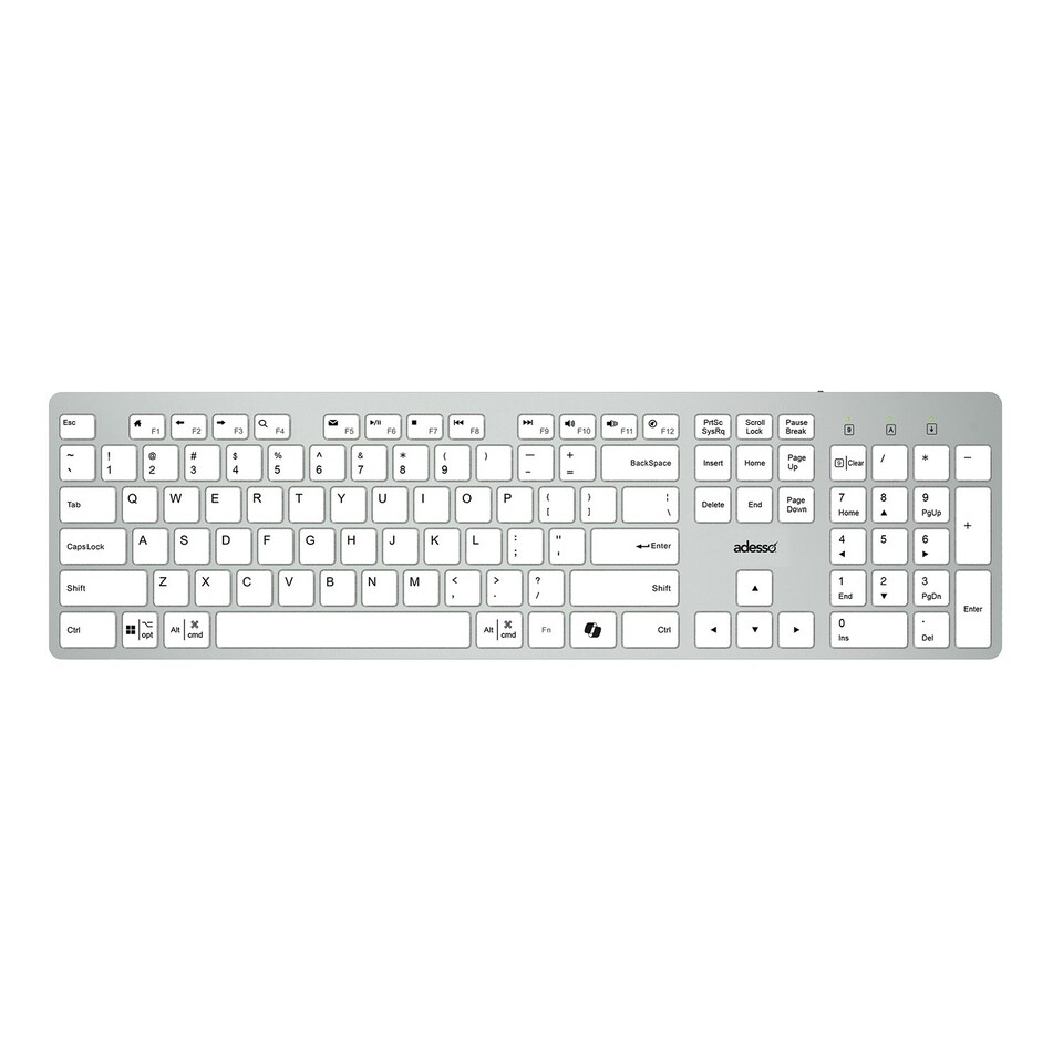 image 1 of Adesso USB-C Multi OS Scissor Switch Keyboard With Co-Pilot AI Hotkey And USB-C, USB-A, 3.5mm Aux Ports