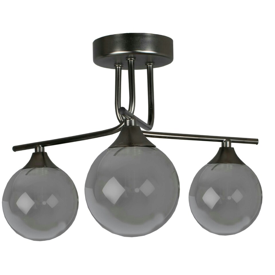 image 1 of Carney Gun Metal Smoked 3 Light Semi Flush Ceiling Light