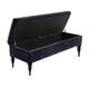 image 2 of 180cm Safar Plain Ottoman Storage Bench -Upholstered Shoes Bench with Black Turned Wooden Legs - Charcoal Naple Ottoman Bench