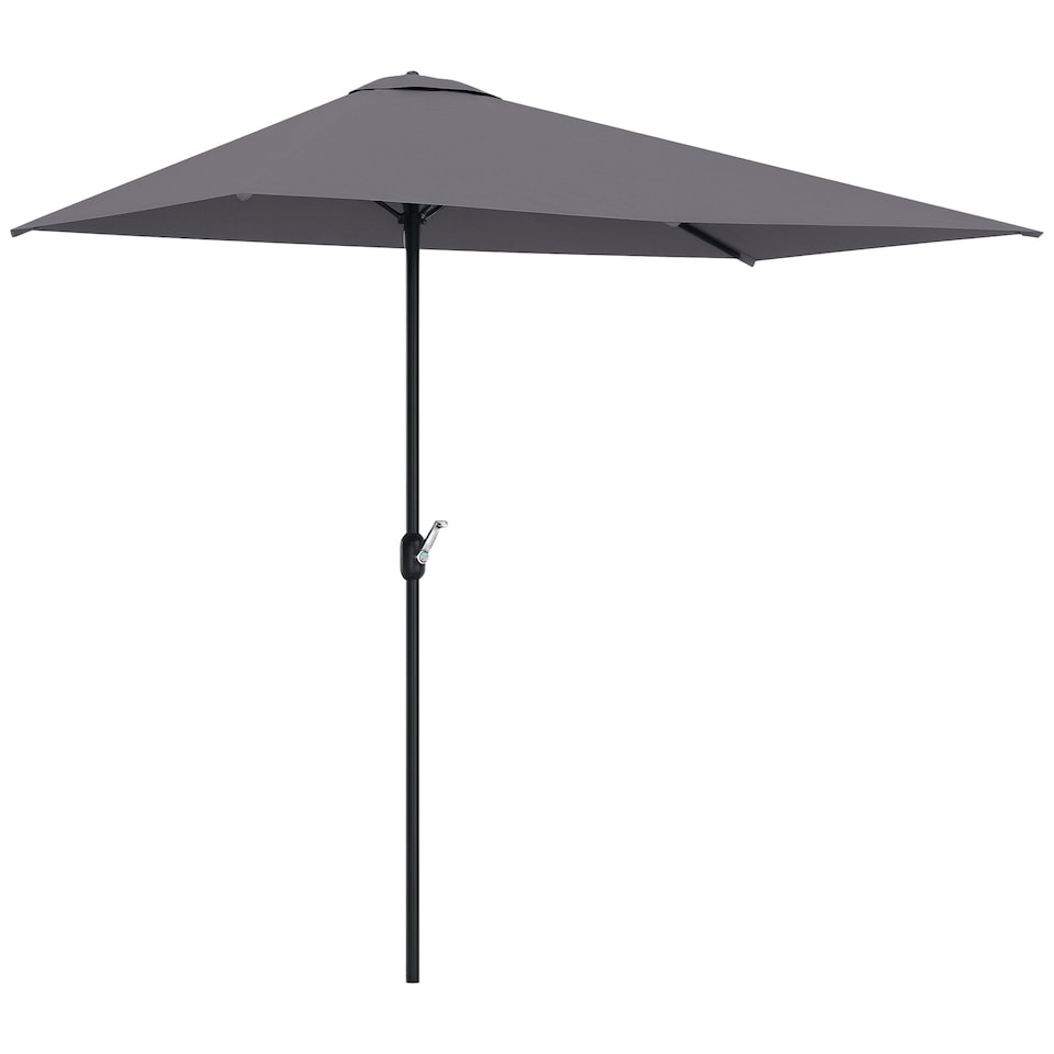 image 1 of Outsunny 2.3m Garden Balcony Half Round Umbrella Metal Parasol Umbrella Grey