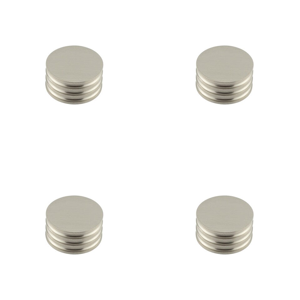 image 1 of 4 PACK Elegant Solid Brass Cupboard Knob in Satin Nickel Finish - 40mm Size - Kitchen Cabinet Knob
