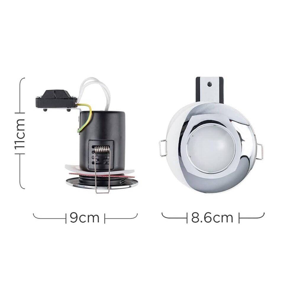 image 1 of ValueLights Downlight Fire Rated IP65 Chrome Ceiling Light Fitting Single Pack