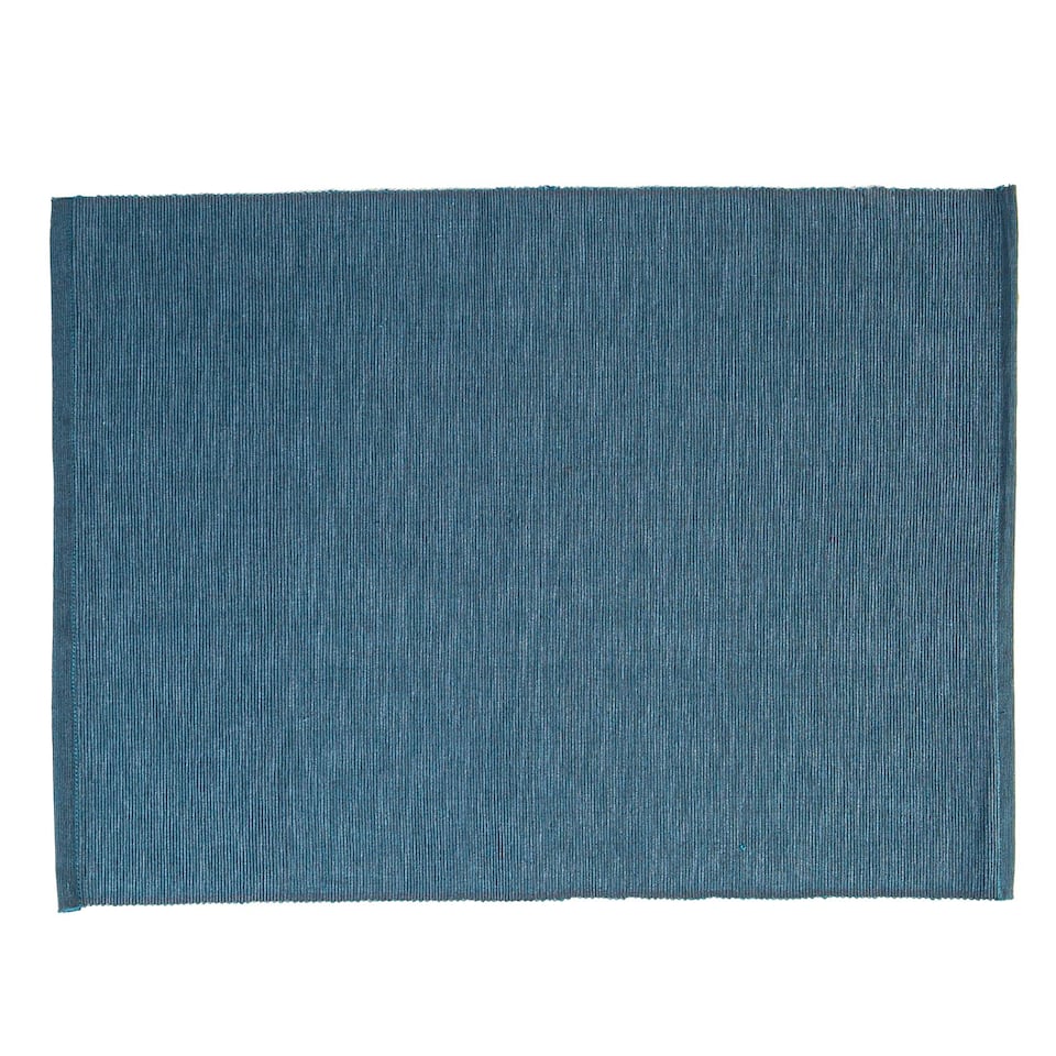 image 1 of Nicola Spring Cotton Fabric Placemats - Denim - Pack of 6 | Blue | Blue