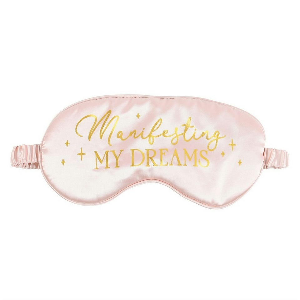 image 1 of Something Different Manifesting My Dreams Satin Sleep Mask - Pink/Gold - One Size
