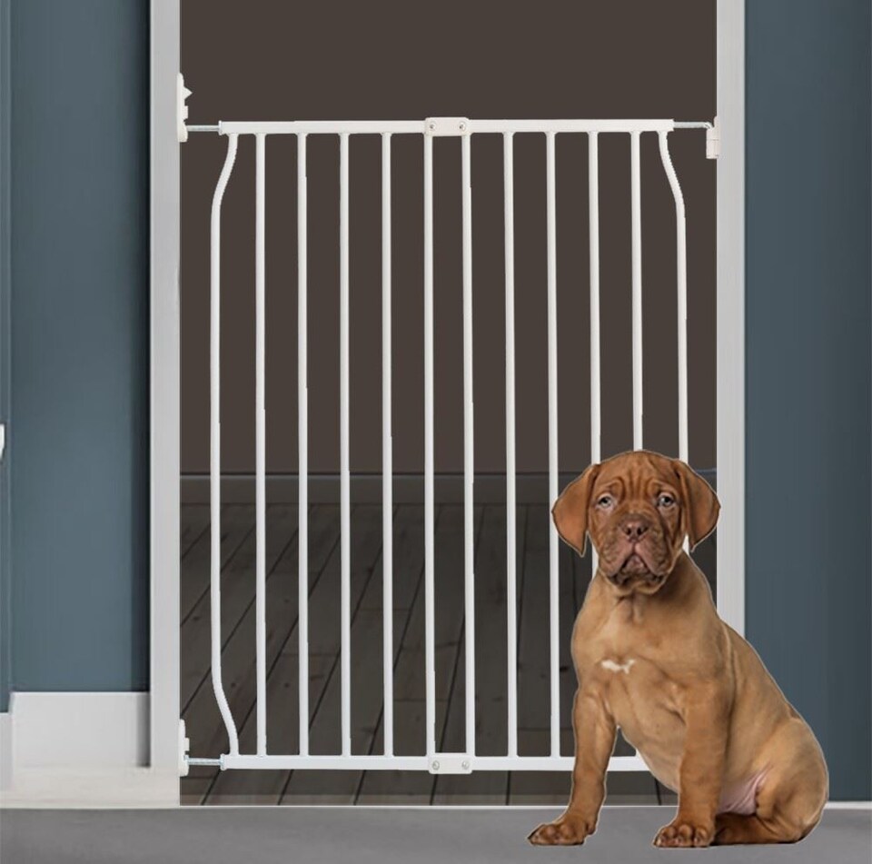image 1 of Bettacare Extra Tall Eco Screw Fit Pet Gate, White, 120cm - 130cm, Extra Tall Gate 100cm in Height, Screw Fitted Dog Gate | White