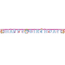 Amscan Happy Birthday Unicorn Banner - Pink - W 1.8m x H 15cm / W 70in x H 6in.