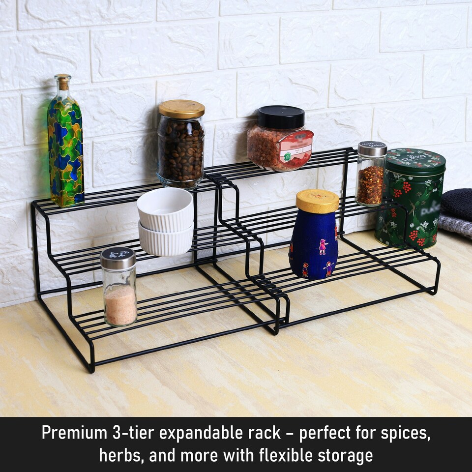 image 1 of Buckingham High End Expandable Cupboard Storage Organising Rack - Black