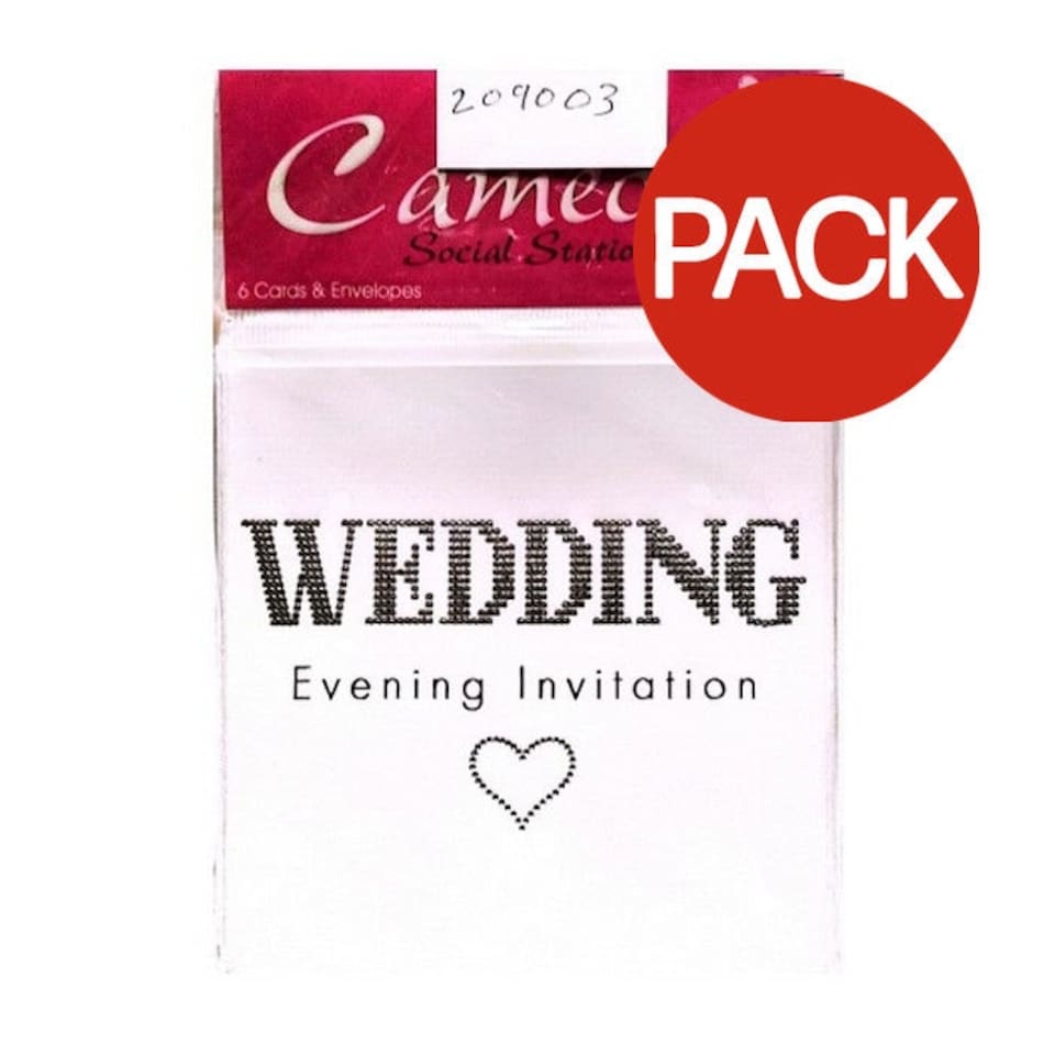 Cameos Evening Wedding Invitation (Pack of 6) - White/Black - One Size