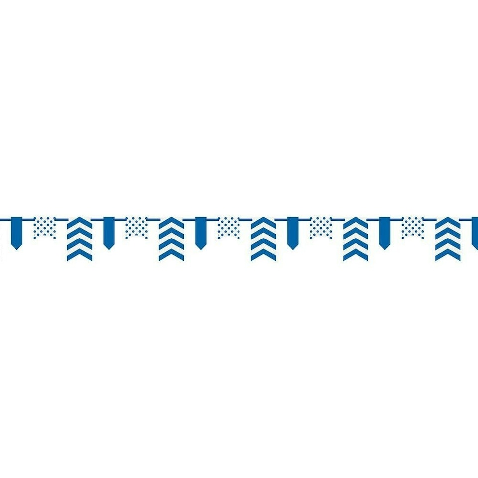 image 1 of Unique Party Paper Polka Dot and Chevron Bunting - Royal Blue/White - 12ft