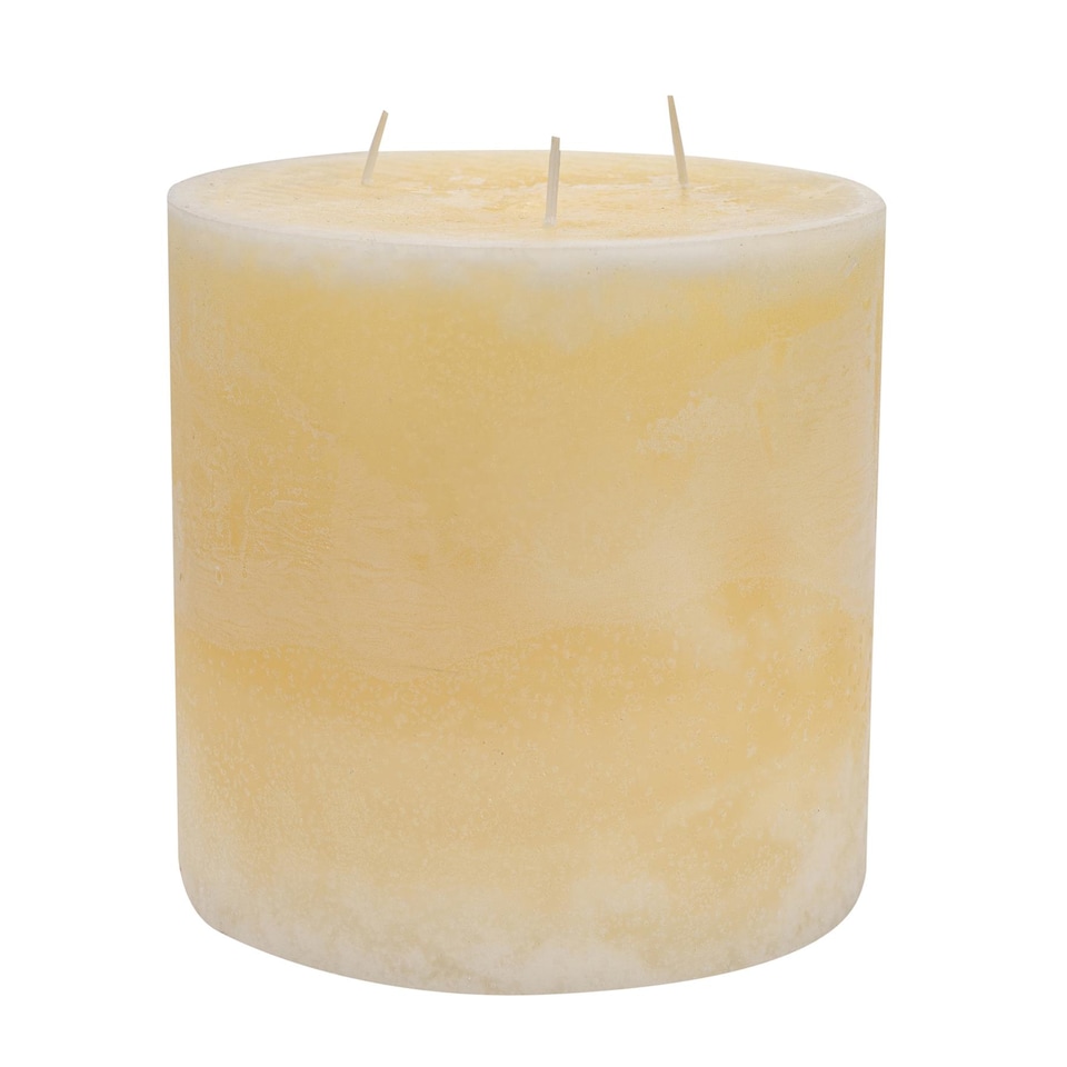 image 1 of Nicola Spring Round 3 Wick Vanilla Pillar Candle - 130 Hours - Ivory | Cream | Beige