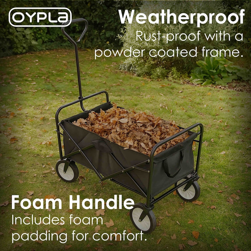 image 1 of Black Heavy Duty Foldable Garden Festival Trolley Cart Wagon Truck
