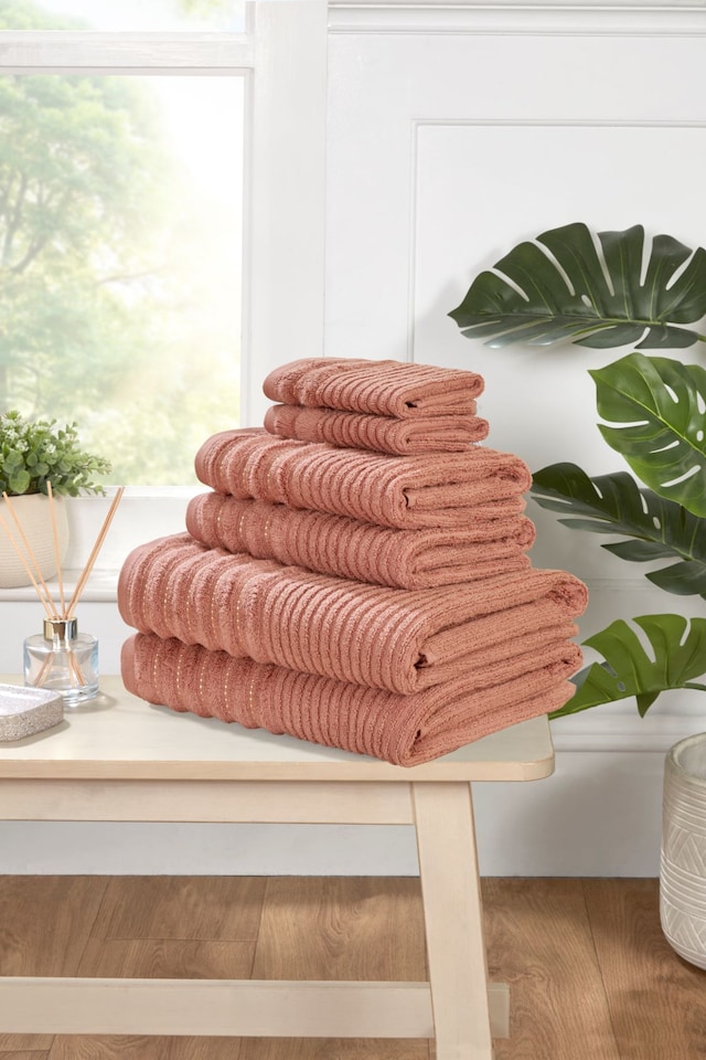image 1 of Linear Pure Cotton Bath Sheet Towels Set Of 2 | Red | Bath sheet | 2