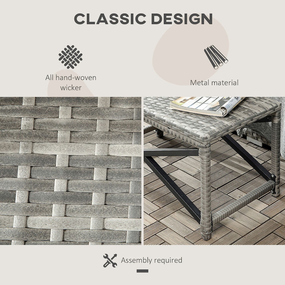 image 1 of Outsunny PE Wicker Outdoor Coffee Table, Rattan Side Table w/ Plastic Board