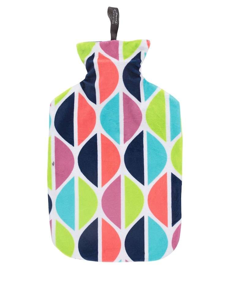 Fashy 2 Litre Hot Water Bottle with Printed Plush Cover - Multi