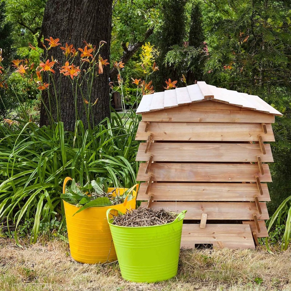 image 1 of Wooden Compost Bin Composter BeeHive Style Recycle Garden Kitchen Waste 328L