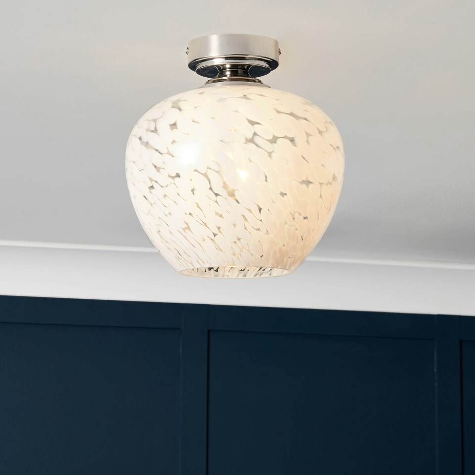 image 1 of BHS Agnes 1 Light Flush Ceiling Light, Nickel | Silver | Nickel | 1