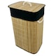 image 1 of Bamboo Laundry Basket with Lid Liner 72L Folding Washing Clothes Bin Hamper Bag Brown