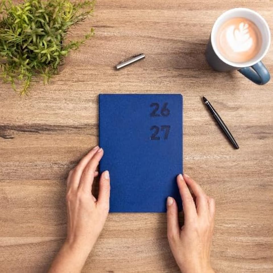 image 1 of 2026 - 2027 Academic Diary A5 Week to View - Mid Year Planner August 2026 to July 2027 - Softcover Felix - Term Dates Notes Timetable | Blue | Navy