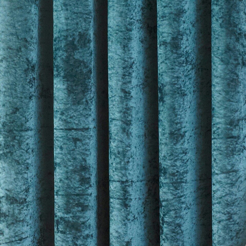 image 1 of Paoletti Verona Crushed Velvet Teal Eyelet Curtains 168 x 229cm