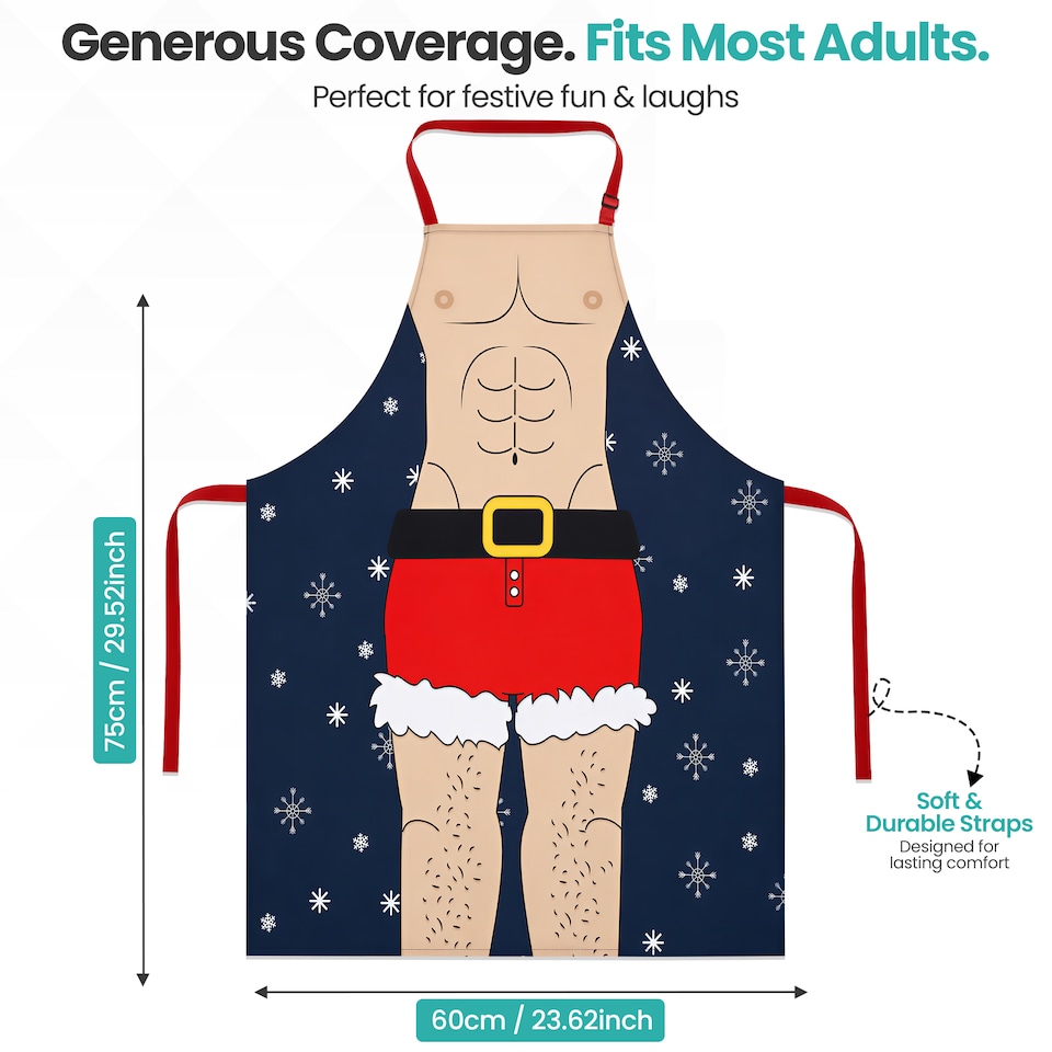 image 1 of Six Pack Santa Christmas Apron Funny Kitchen Apron - 75 x 60cm