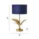 image 7 of ValueLights Christina Gold Palm Leaf Table Lamp Navy Velvet Gold Shade and Bulb
