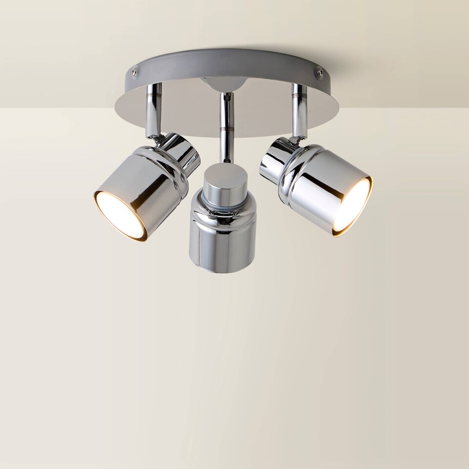 image 1 of ValueLights Benton Chrome IP44 Round Adjustable Ceiling Light | Chrome