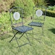 image 2 of Bistro Table Set Blue Floral Mosaic Design 2 Chairs Outdoor Garden Furniture