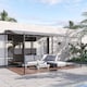 image 2 of Outsunny 4 x 3 Meters Canopy Metal Wall Gazebo Awning Garden Marquee Shelter Door Porch  Grey