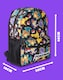 image 3 of Pokemon Pikachu Charizard Gengar Meowth Backpack in Black - Kids Character All Over Print Bag - Adjustable Shoulder Straps, Front Pocket & Mesh Holder | Black | Black