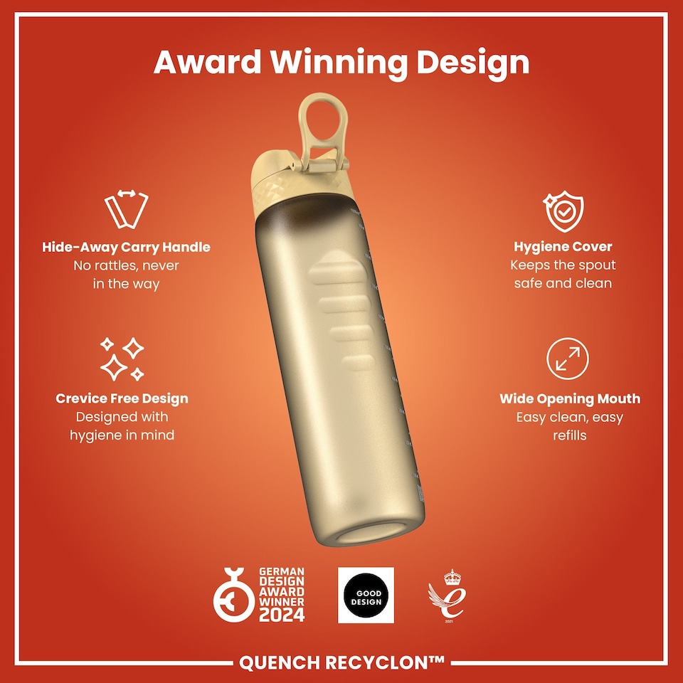image 1 of Leak Proof 1 Litre Water Bottle, BPA Free, 1000ml (32oz) | Yellow | Desert | 1L